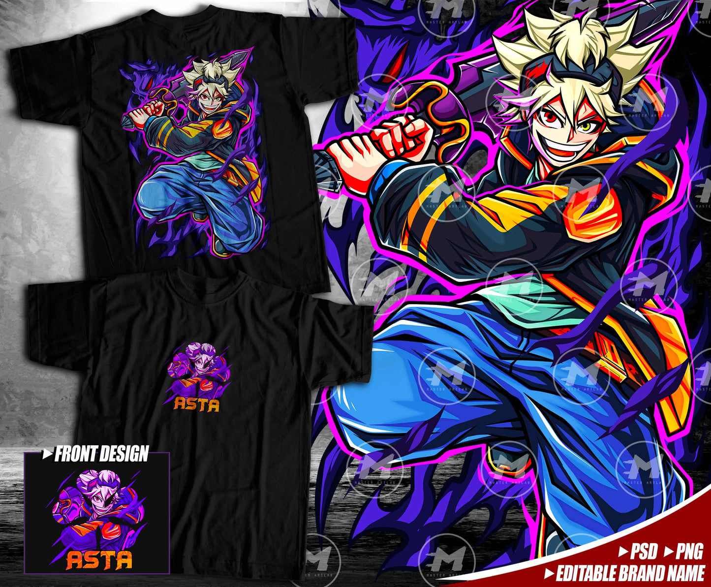 Front & Back Editable Brand Name - Asta Streetwear Design - Master ArtLab