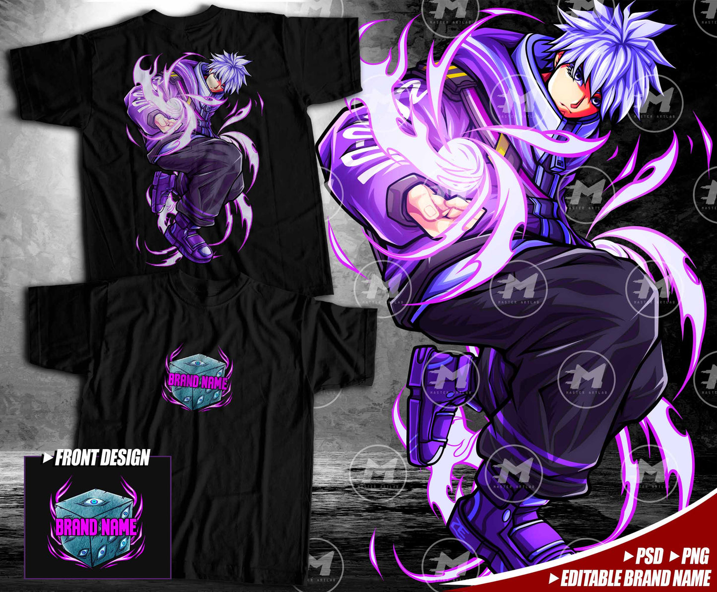 Front & Back Editable Brand Name - Gojo Streetwear Design - Master ArtLab