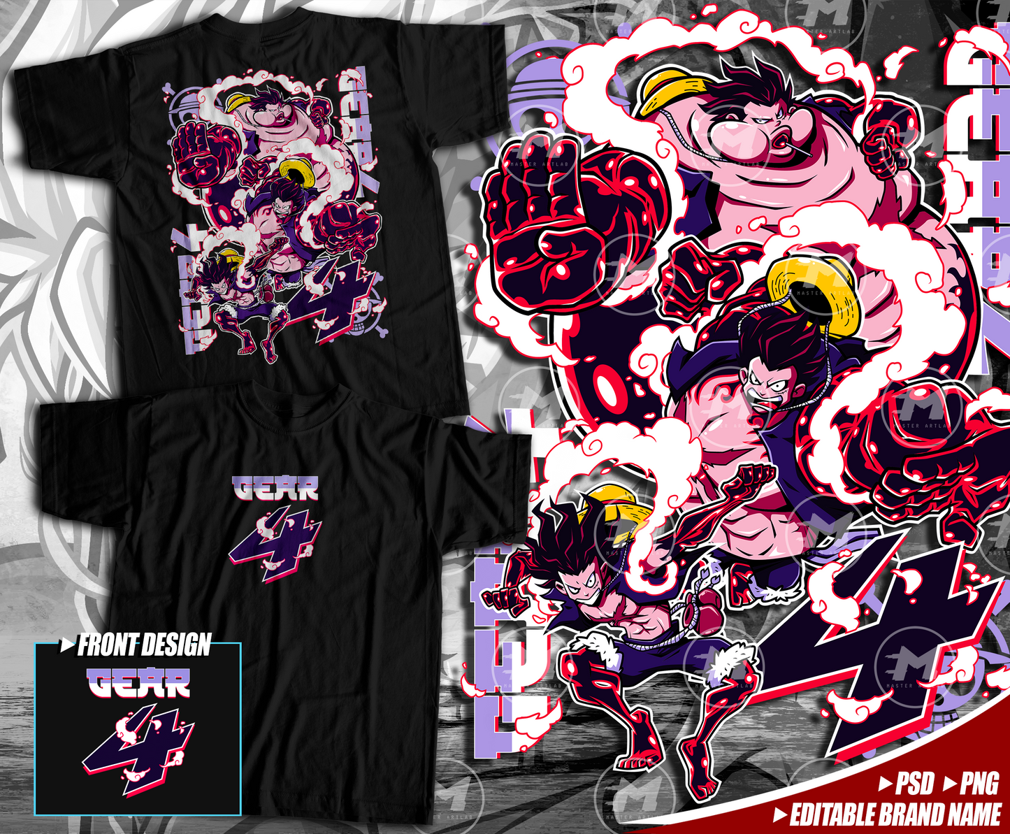 Editable Design - Front & Back Gear 4th Variant Streetwear Design - Master ArtLab