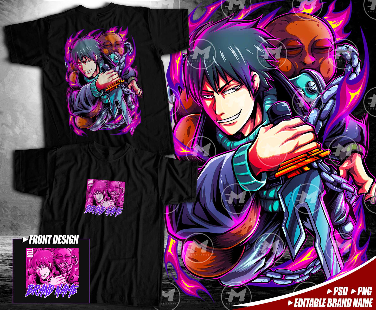 Front & Back Editable Brand Name - Toji Streetwear Design - Master ArtLab