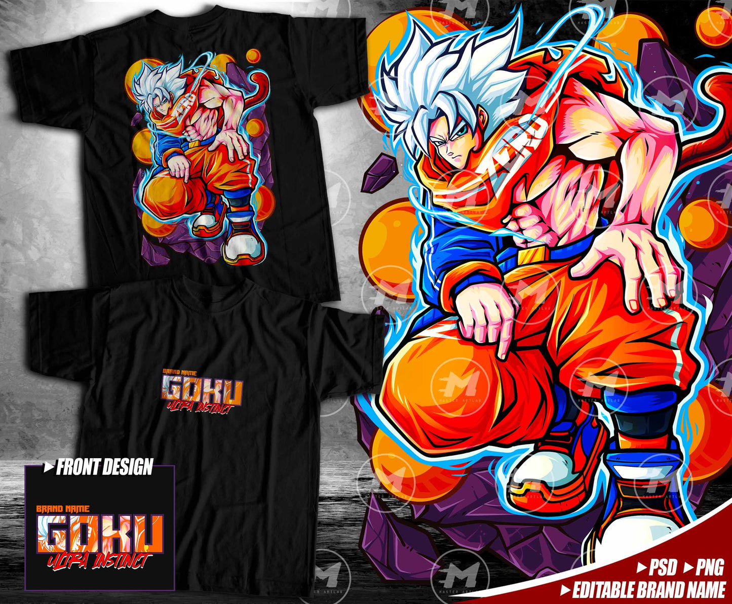 Front & Back Editable Brand Name - Goku Streetwear Design - Master ArtLab