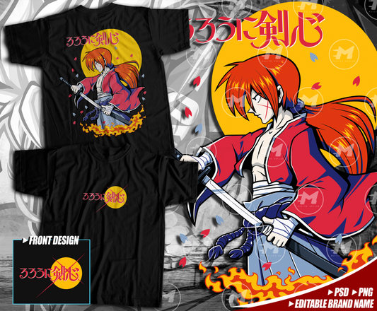Editable Design - Front & Back Kenshin Streetwear Design - Master ArtLab