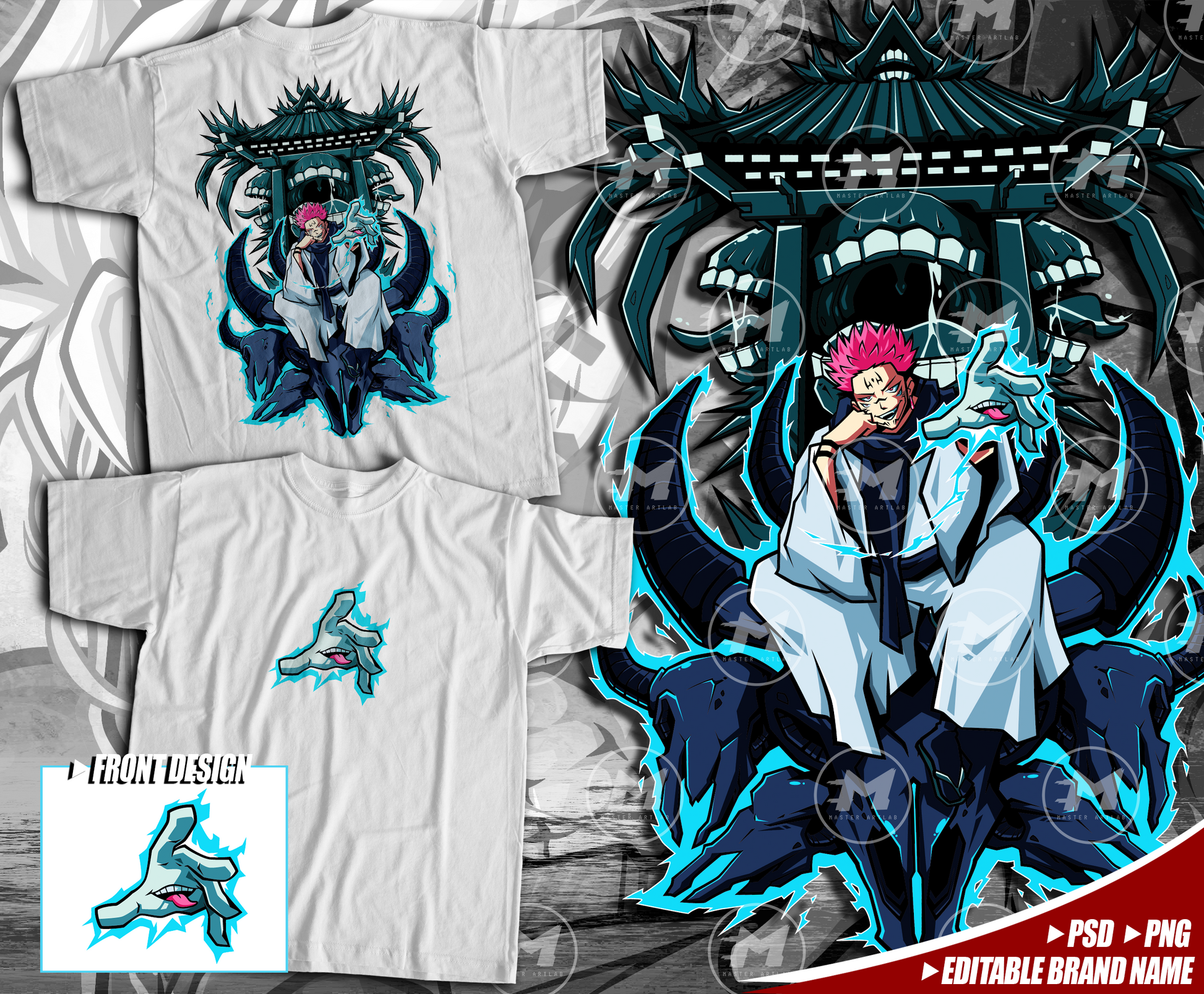 Editable Design - Front & Back Sukuna Streetwear Design - Master ArtLab